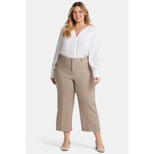 NYDJ Wide Leg Cargo Capri Pants Tan Cream Linen Blend Stretch Cropped 20W NWT